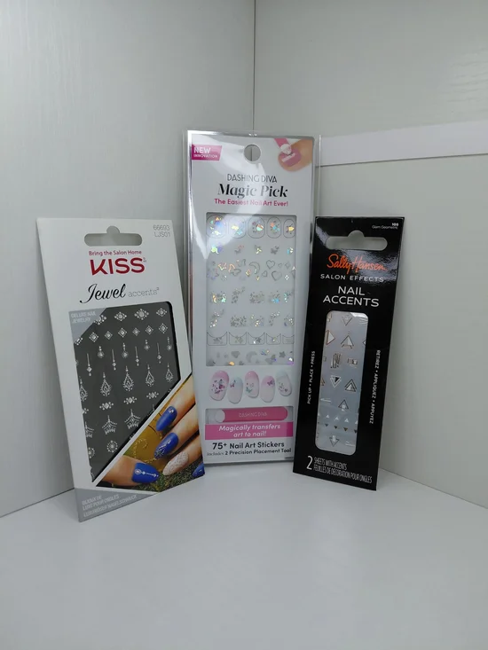NWT Dashing Diva, Sally Hansen and Kiss Jewel Accent Nail Stickers for home mani - Picture 2 of 9